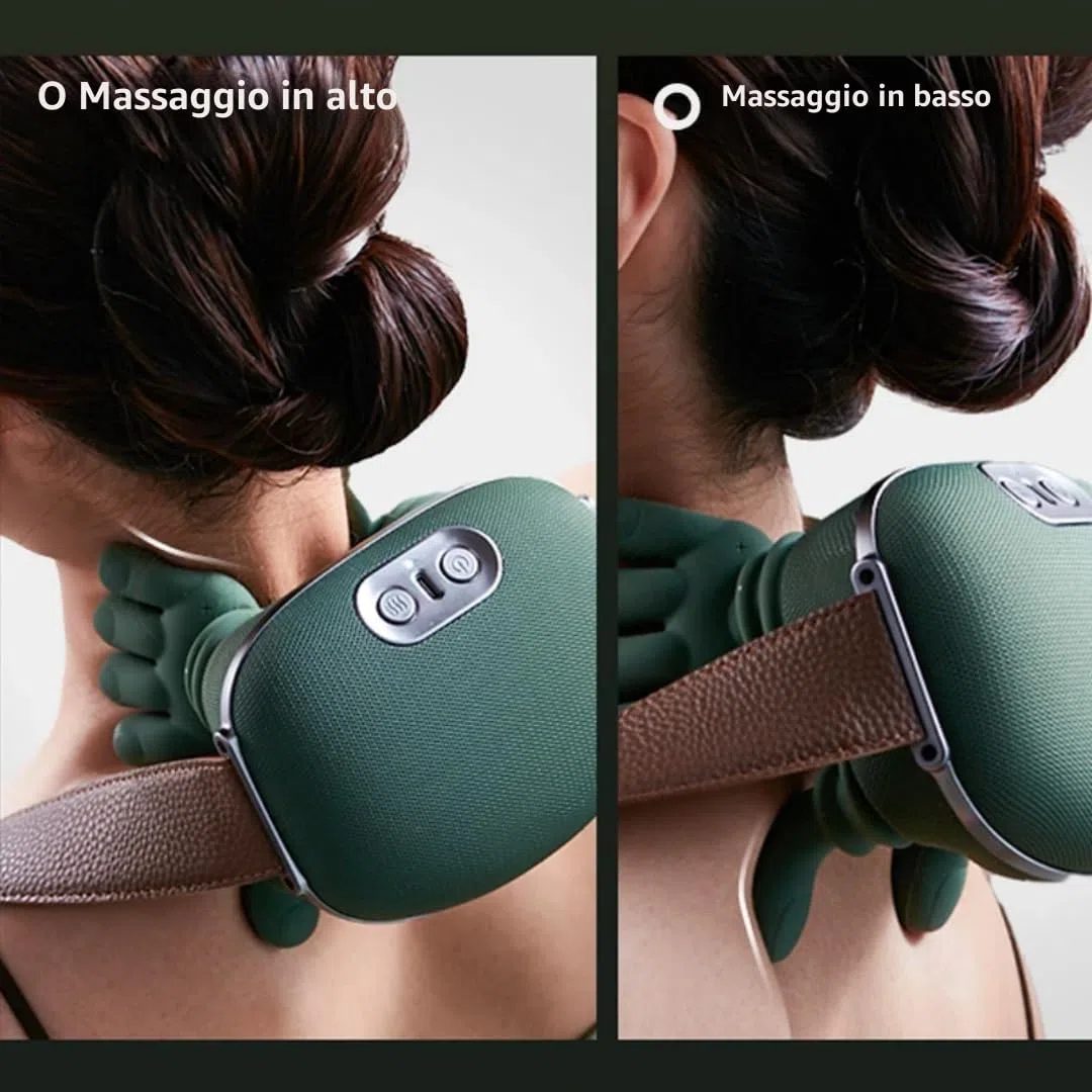 Massaggiatore Riscaldato Bionico, Massaggiatore Shiatsu Portatile Wireless per Collo e Schiena, Massaggio Elettrico a Impastamento 4D per Tessuti Profondi, Design che Simula la Mano Umana per
