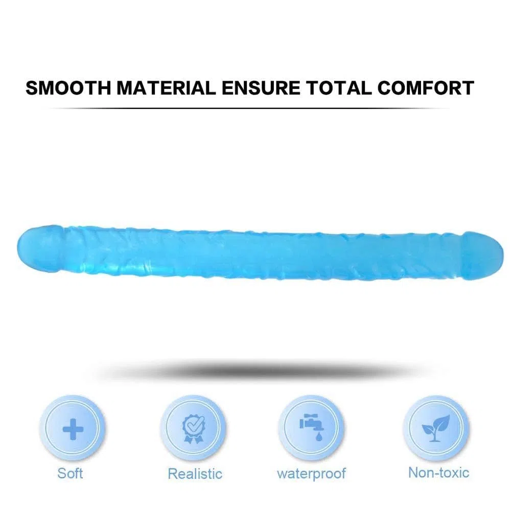 Doppio Dildo Pene Reale Dong Realistico per Gioco Anale Masturbazione Giocattolo per donne(Blu)