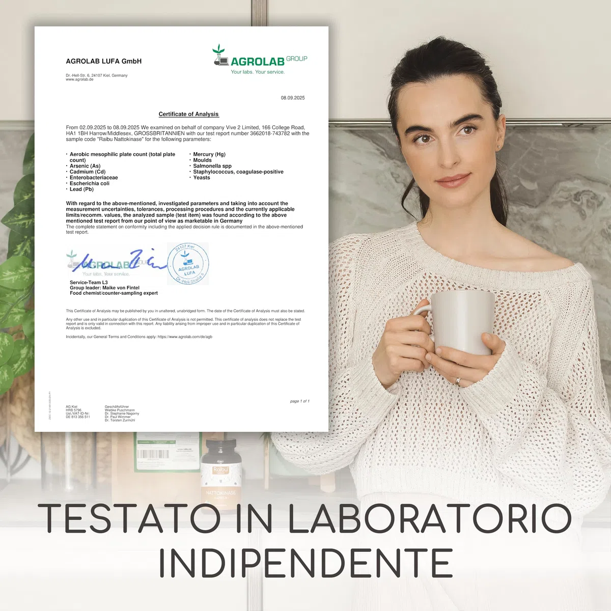 Raibu Nattokinase - Alto Dosaggio 100 mg (Nattokinase 20.000 FU/g) - Natto Giapponese da Soia, 8 Mesi di Fornitura - 240 Capsule, Testato in Laboratorio e Vegano - Senza Additivi