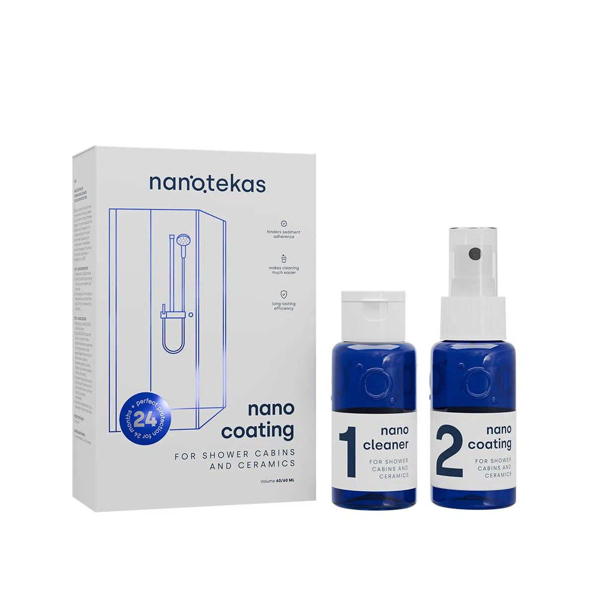 Kit Nano Glass Coating 2 in 1 - Vetro doccia e protezione in ceramica. Spray per porte doccia - Protezione contro residui di sapone e macchie di acqua dura