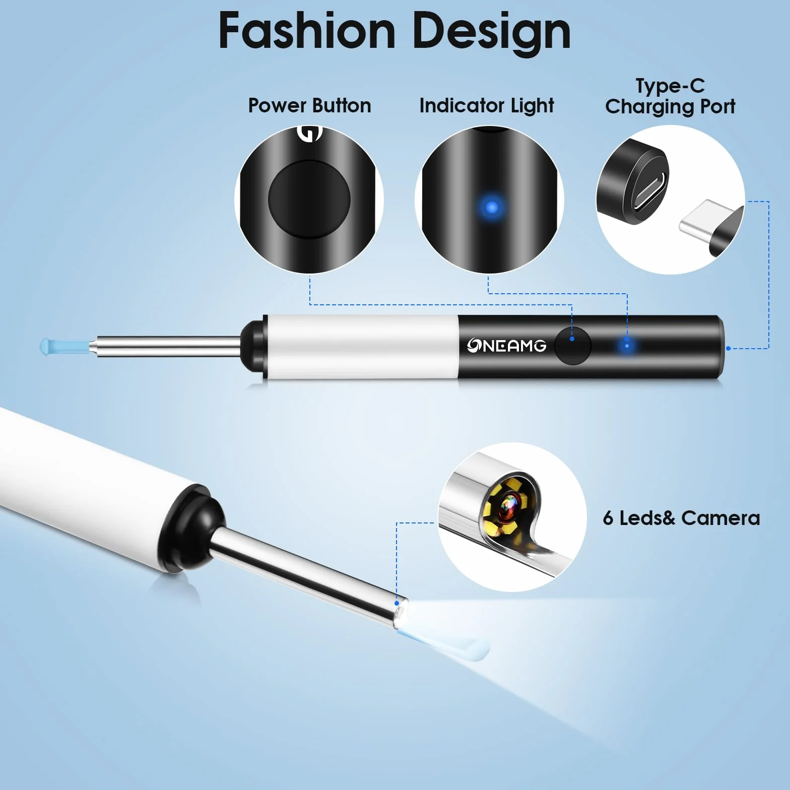 Otoscopio 1920P HD Pulizia Orecchie kit con Telecamera Endoscopio per l'orecchio WiFi Senza Fili Controllo APP 6 Luci LED Impermeabile IP67 Pulisci Orecchie per Smartphone iPhone iPad e Android