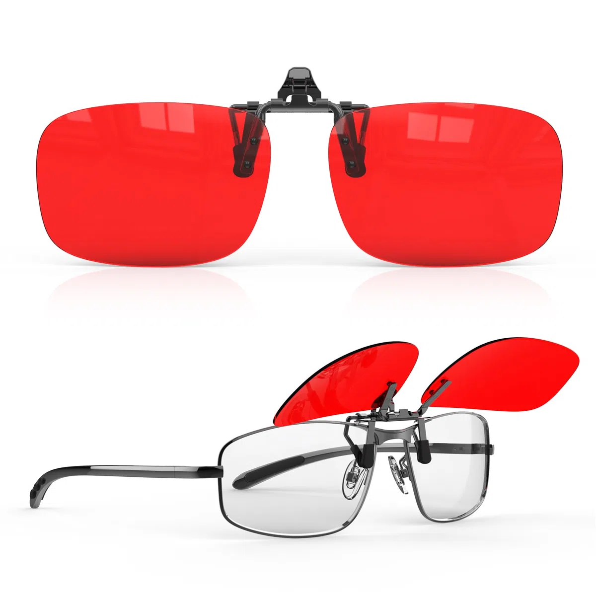Goiteia Clip on Occhiali Luce Blu Rossa – 100% Blocca completamente la luce blu e verde – Pellicola AR a doppio strato – Allevia la fatica oculare e migliora il sonno