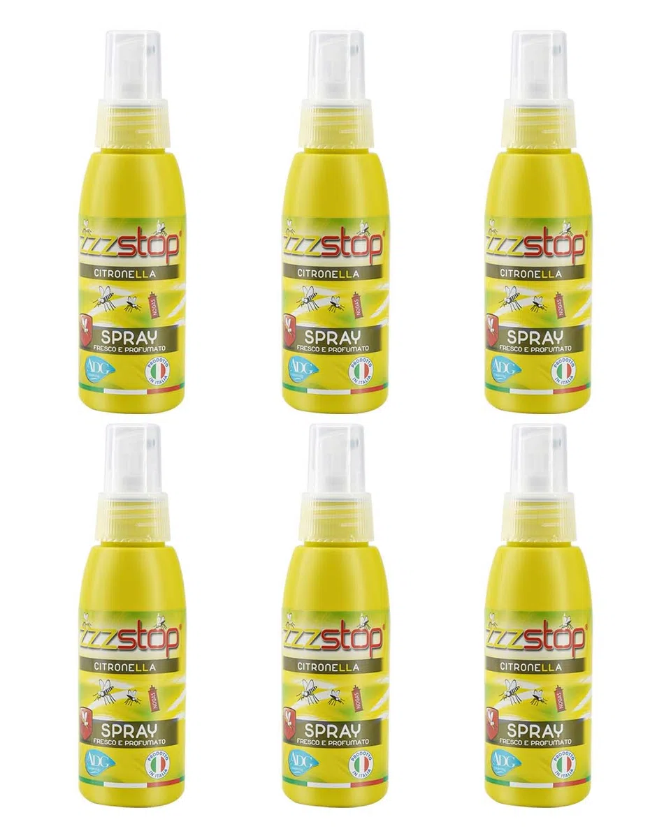 Citronella Spray Zanzare,6 Confezioni da 100 ml,Made IN ITALY Spray Antizanzare,Aggiunta Essenza Naturale Antizanzare Spray Antizanzare Bambini,Spray Zanzare Esterno per Giardino, Viaggio