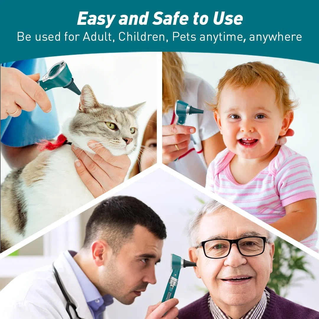 Scian Otoscopio Medico Professionale,Ingrandimento 3X, Strumento Diagnostico Di Cura Dell'orecchio Con Custodia Di Plastica Dura - Forniture Mediche Per Infermiere, Veterinario, Adulti (Verde)
