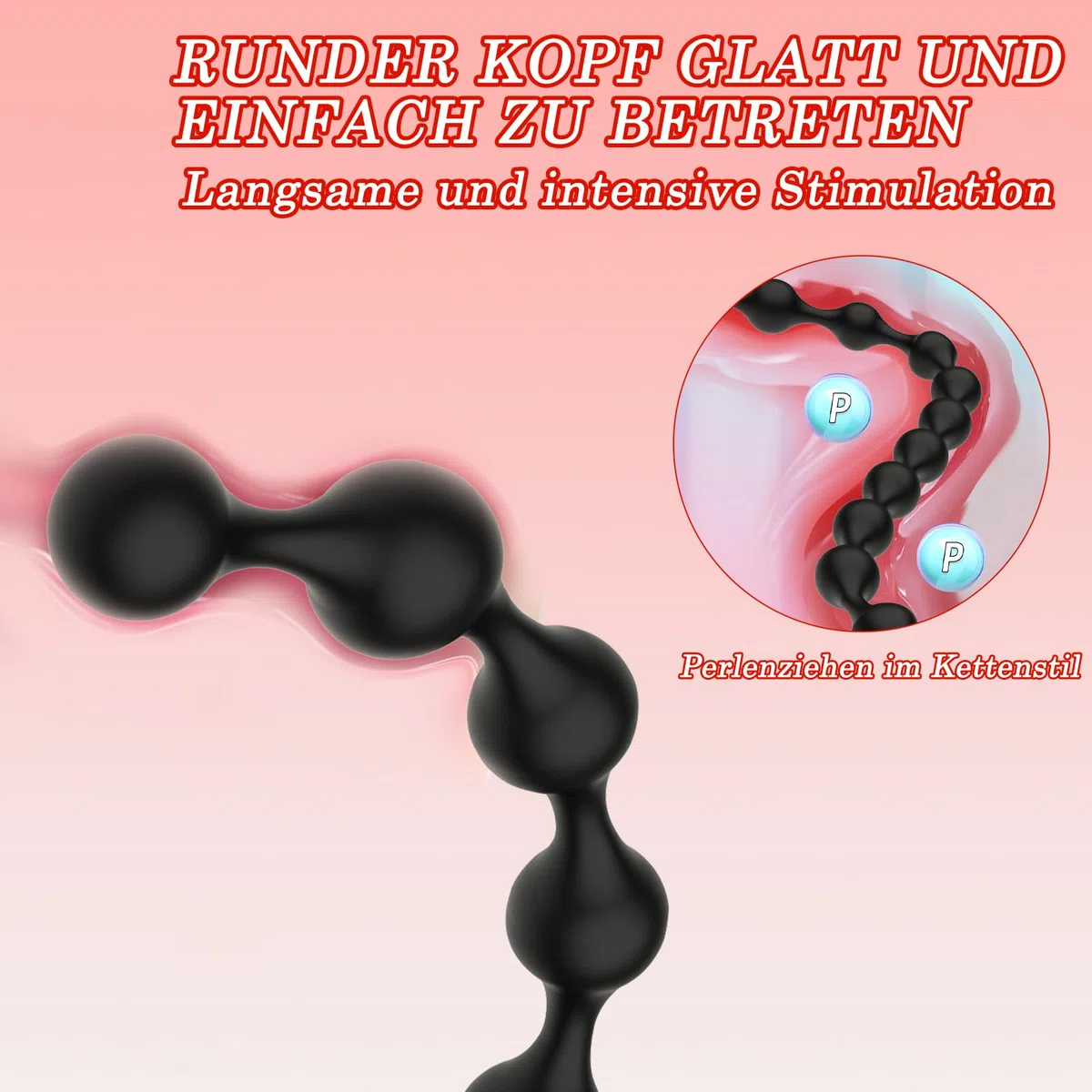 BDSMAGE Plug anale in silicone con 13 palline, Plug anale con catena anale e perline anali per uomini e donne, Dildo anale extra lungo, Gancio anale, Masturbatore anale (B)