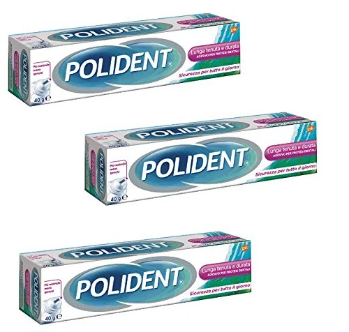 3 POLIDENT ADESIVO PER PROTESI DENTALI LUNGA DURATA E LUNGA TENUTA 40 GR NO ZINCO