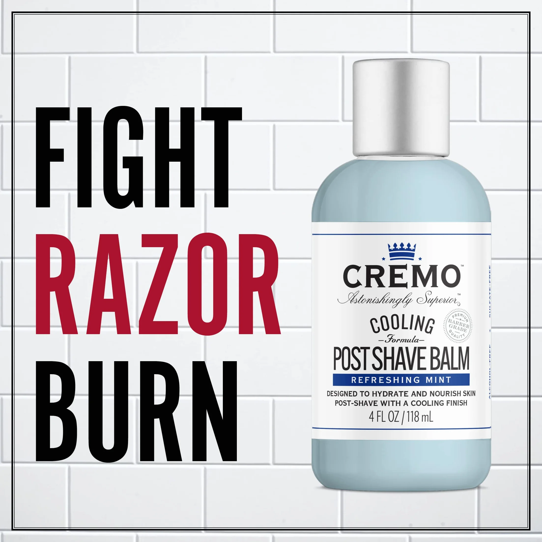 Cremo Cooling post Shave Balm per lenire, fresco e protegge la pelle da rasatura irritazione, secchezza e Razor Burn, 113,4 gram