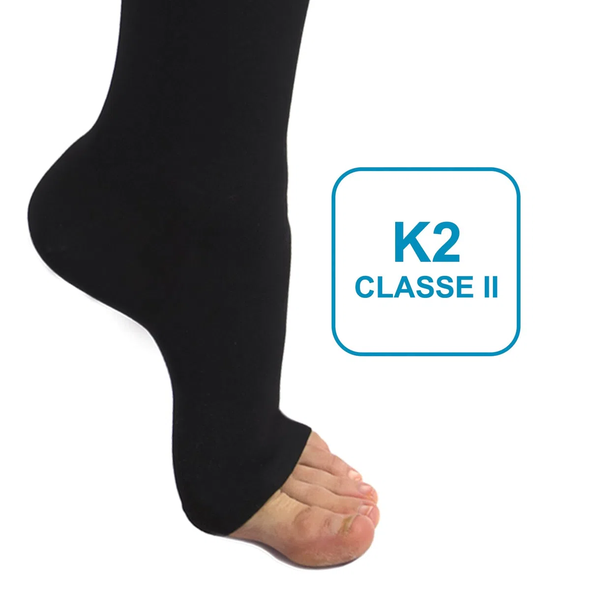 Beman 411A - Gambaletti Medicali K2 Classe 2, Compressione Graduata 23-32 mmHg, Punta Aperta Unisex, Tallone Rinforzato e Cuciture Piatte, Elastici Resistenti