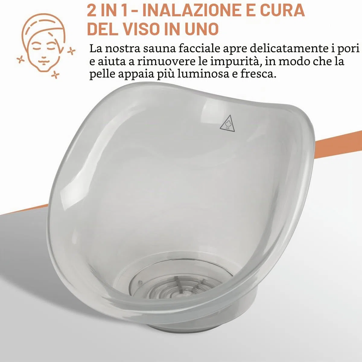 Clatronic GS 3656, inalatore per sauna facciale, inalatore, doccia nasale, rilassante con attacco aromatico, per bocca e naso, adatto per bambini, bianco», 130 watt