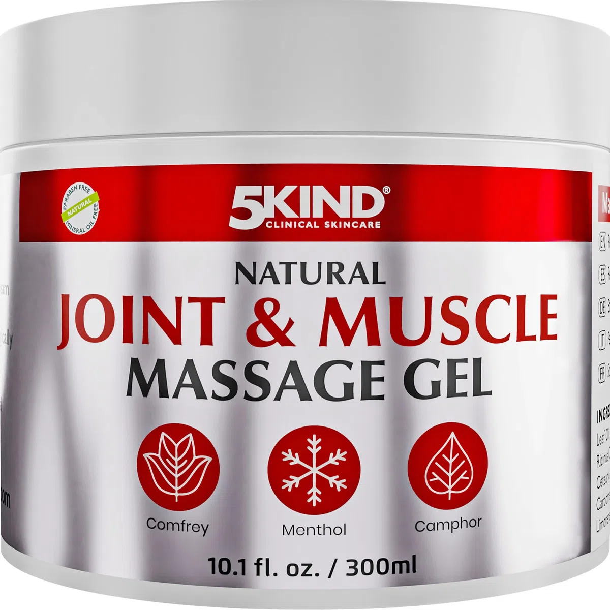 5kind Gel Rinfrescante Naturale Articolazioni e Muscoli 300ml - Gel Massaggio Rivitalizzante Schiena e Muscoli - Crema Gambe Effetto Freddo - Freddo Gambe