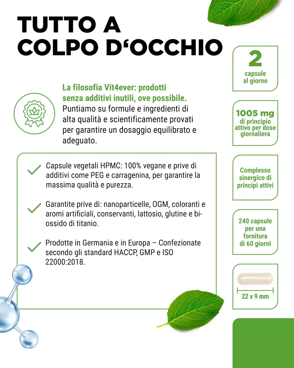 vit4ever Capsule NAD+ - 500 mg di NAD+ (Nicotinamide Adenina Dinucleotide) + 250 mg di Trans-Resveratrolo 98% + 150 mg di Niacina + 100 mg di Betaina (TMG) - 120 Capsule Vegane - Scorta per 60 Giorni