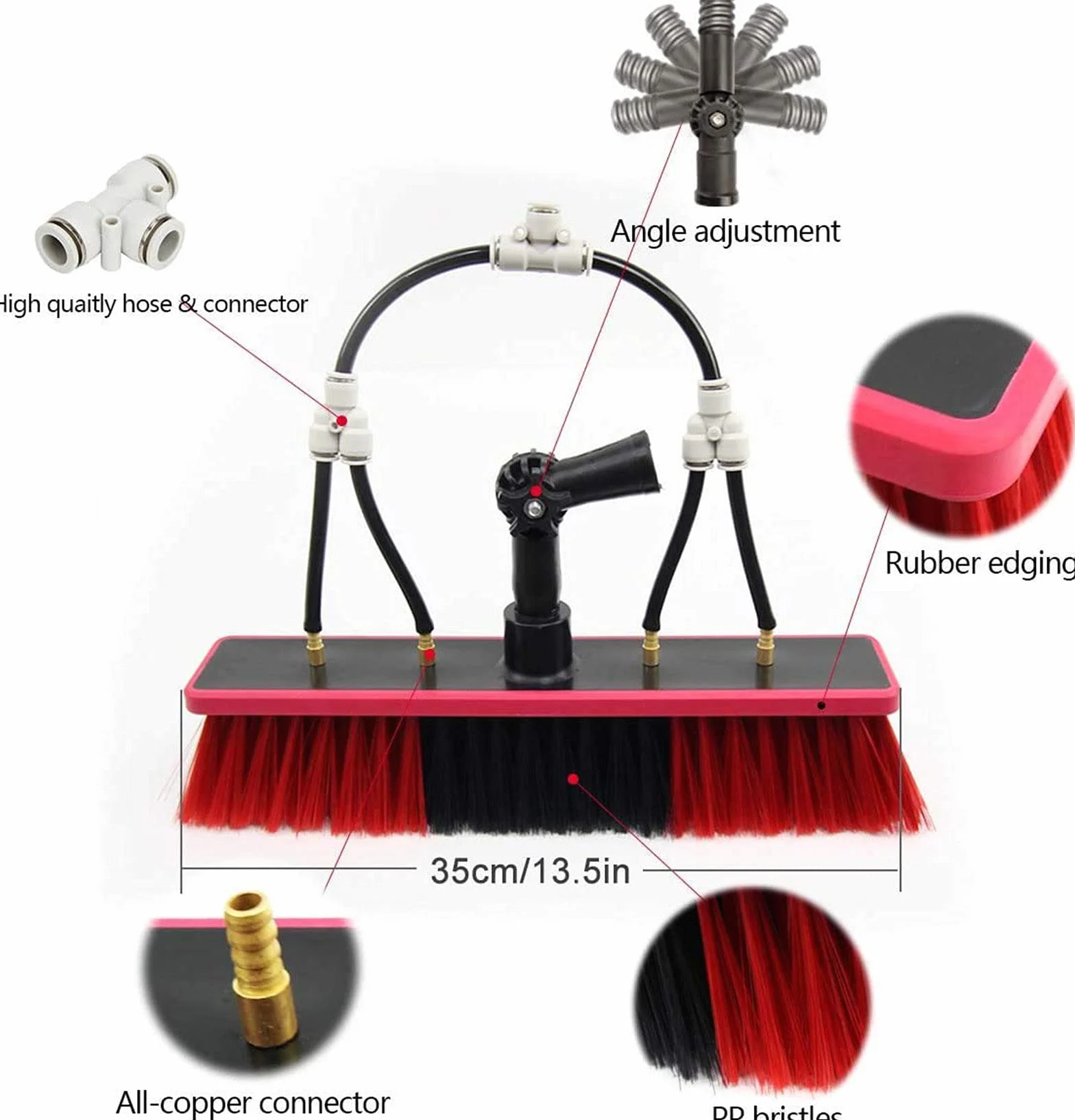 Kit de cepillo de limpieza de paneles solares con poste de alimentación de agua para ficies de vidrio y azulejos al aire libre