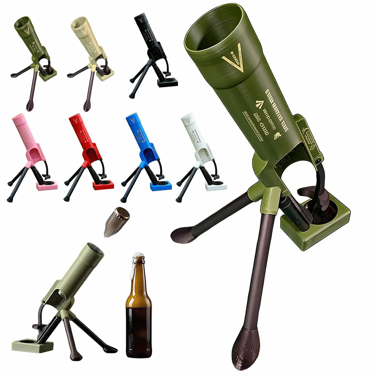 Apribottiglie per mortaio, Beer Bottle Opener tubo di apertura per mortaio, 51mm pesante tattico a mani libere, divertente apribottiglie di birra per bar, scrivanie, scaffali
