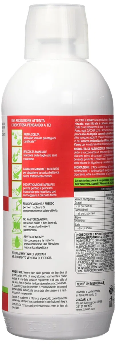 ZUCCARI Aloevera 2 Succo Puro D'aloe A Doppia Concentrazione E Antiossidanti, 1000 ml