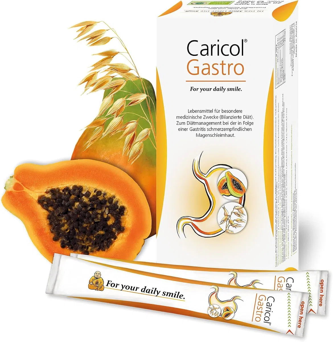 Caricol Gastro | 100% prodotto naturale | Supporto per la mucosa gastrica | Con il potere di Papaya & Biotina | Con papaina | 42 bastoncini da 20 g (840 g)