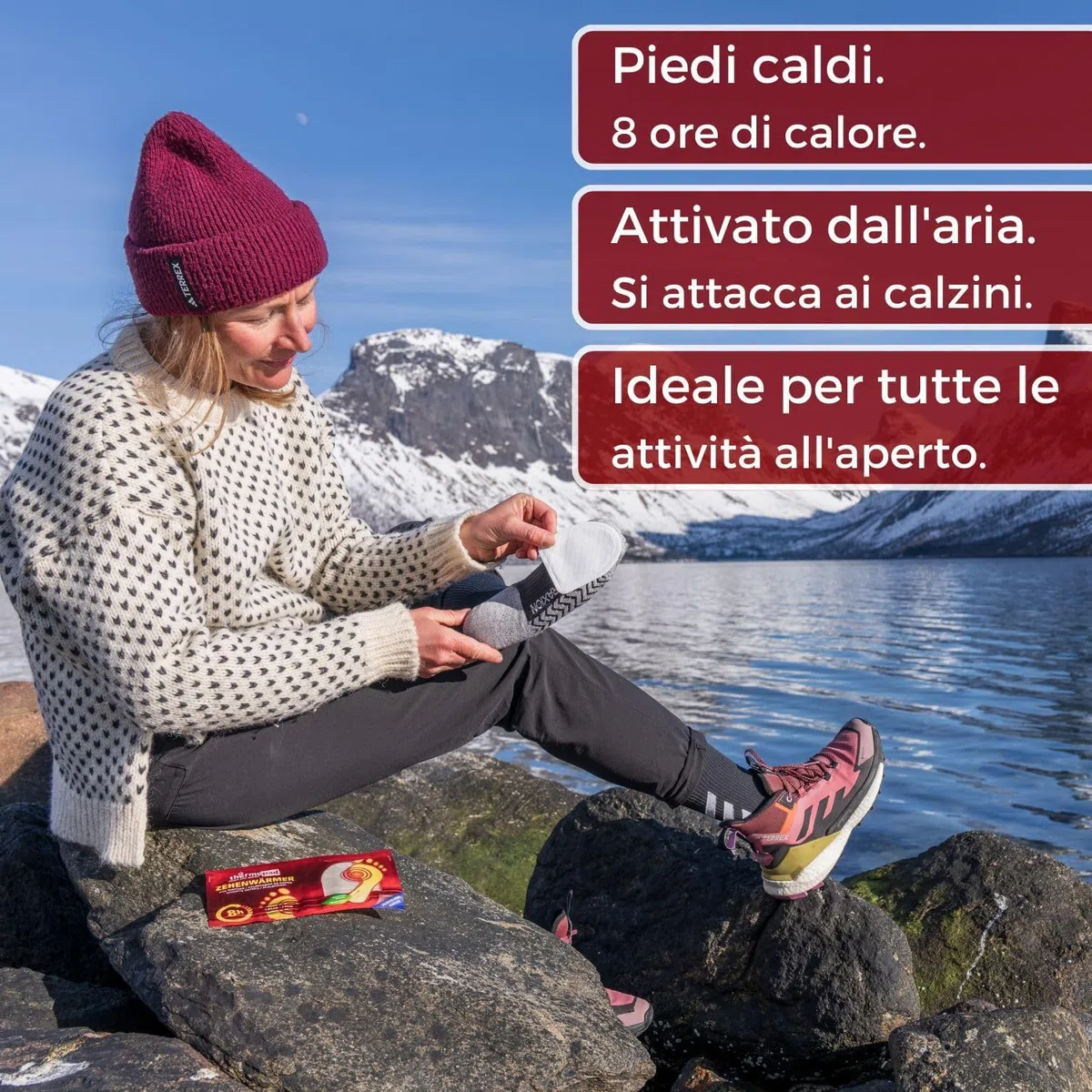 THERMOPAD scaldapiedi adesivi - 20 paia - piedi caldi per 9 ore - attivati a contatto con l'aria - cuscinetto termico - solette termichi per il sport all'aperto