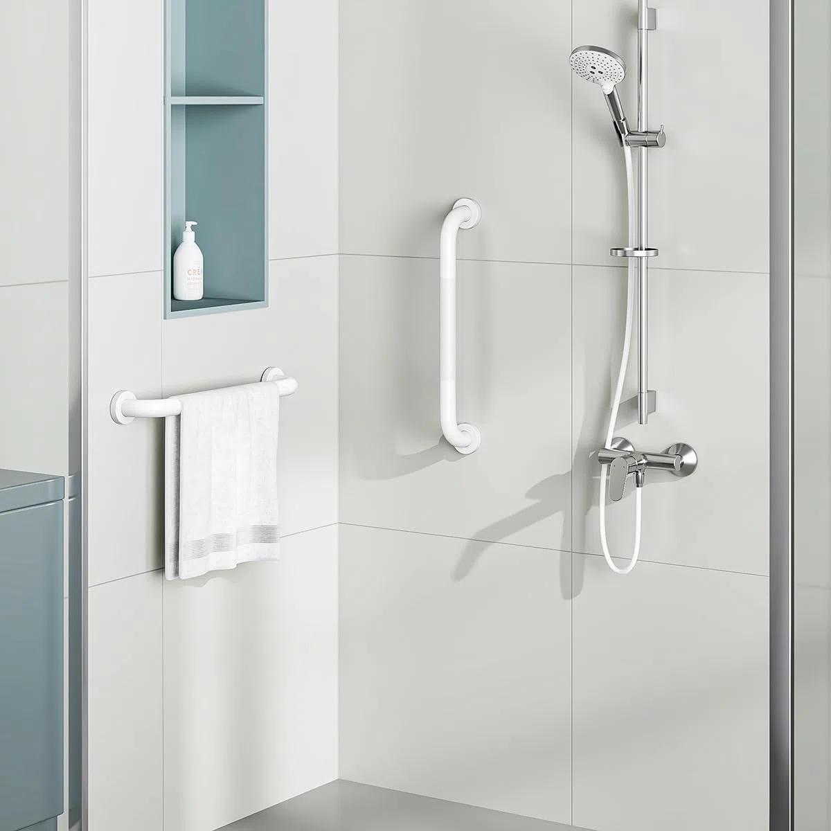 FANHAO 2 Pezzi Maniglione Bagno, 41 cm Maniglione Doccia SUS304 Acciaio Inossidabile, Antiscivolo, barra di sostegno per parete della vasca per Disabili Anziani Gravida Bambini