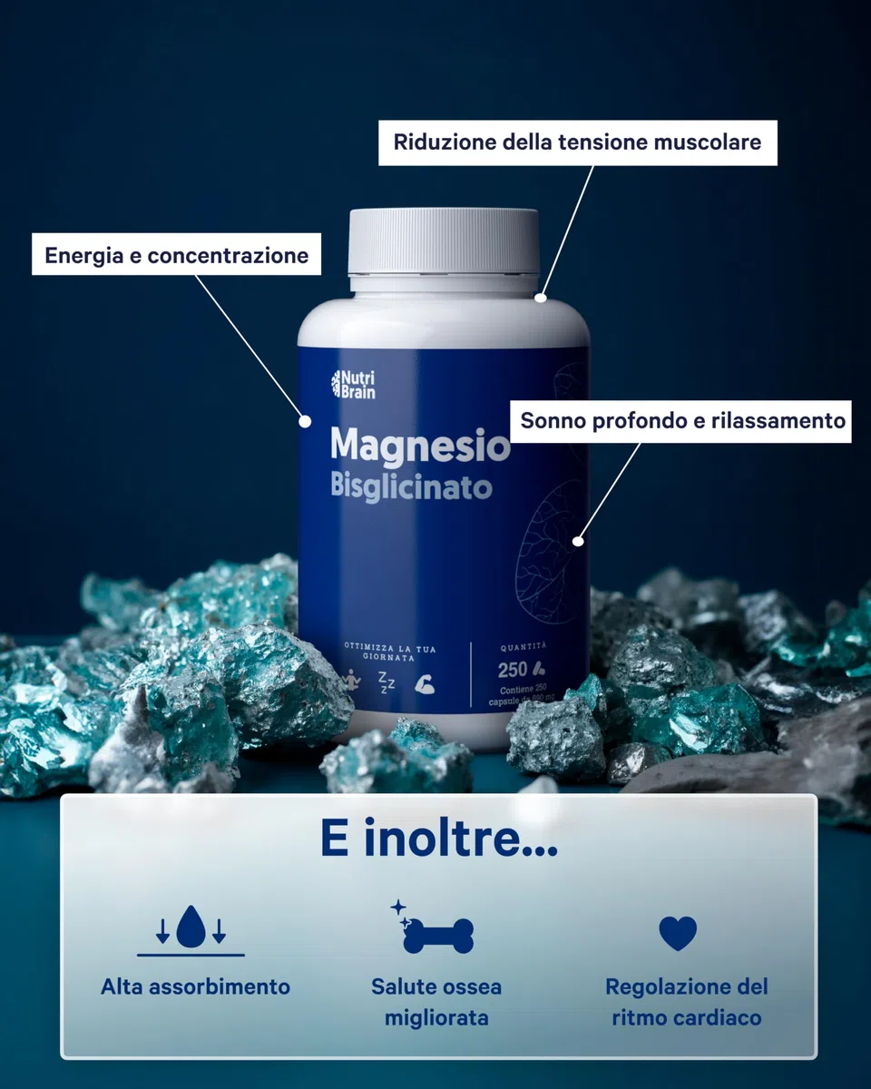 Magnesio Bisglicinato 2.000mg - Dose XXL (250 Capsule) | Forma Chelata: Sonno Ristoratore, Energia, Supporto Osseo e Muscolare, Concentrazione | Alta Biodisponibilità, Senza Effetti Lassativi