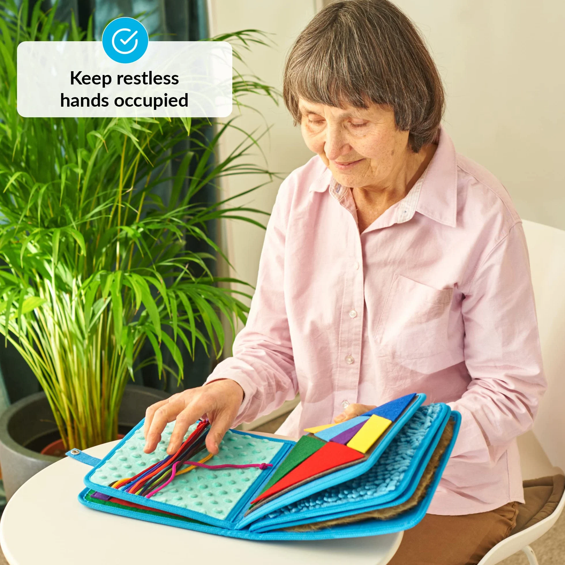 Libro Sensoriale Per Demenza Senile | Coperta Sensoriale Per Demenza Senil | Prodotti Demenza Senile Per Anziani | Fidget Book | Ideale Per Alzheimer, Demenza, Asperger, Autismo, Ansia (Blue)