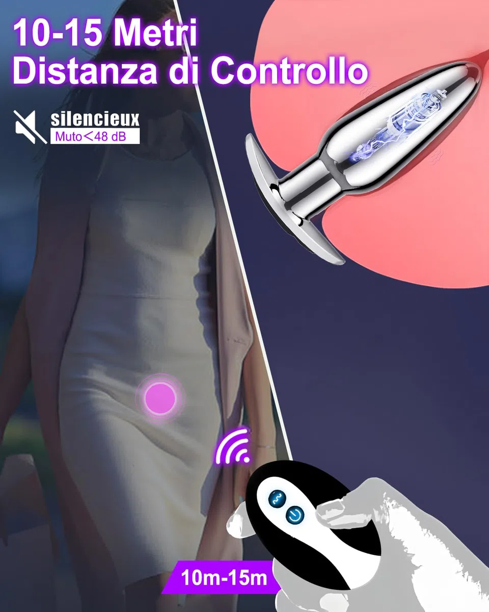 Vibratore Plug Anale-Dilatatore Donna Sexytoysys Uomo Coppia Vibratoreper Donna Professionale Wireless con Telecomando Sex Toys Vibratore per Uomo Vibratori (Metals)