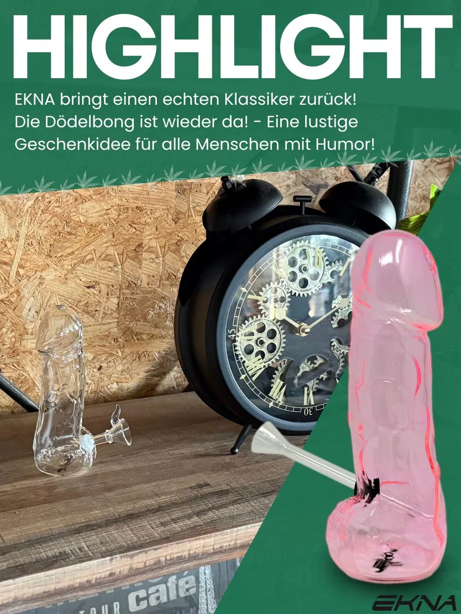 EKNA Pipa per bong in vetro, 15 cm, rosa, in vetro, 100% vetro borosilicato, divertente idea regalo (1 rosa)