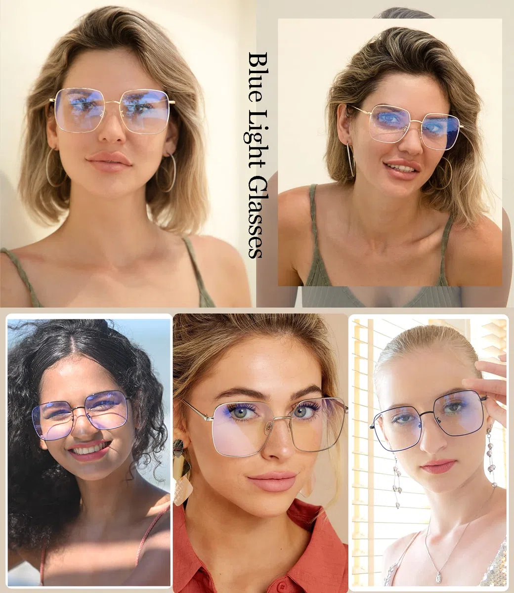 Dollger Occhiali Anti Luce Blu Donna Uomo con Montatura in Metallo Occhiali Filtro Luce Blu per Computer