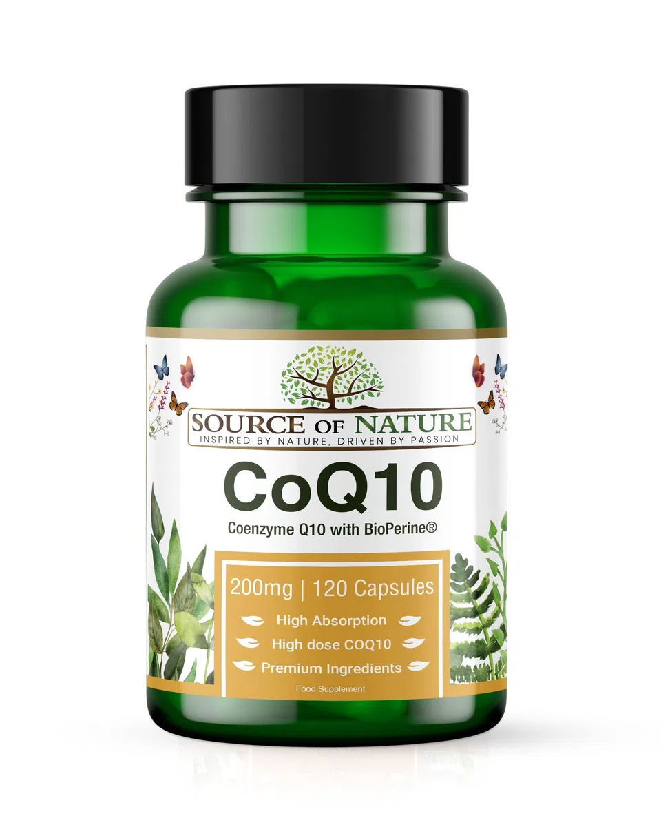Source of Nature® Coenzima Q10 200mg - 120 Capsule Vegane (4 Mesi) | Ubichinone Bioidentico Fermentato Naturalmente | Alta Dose & 99% Puro | con BioPerine® Pepe Nero