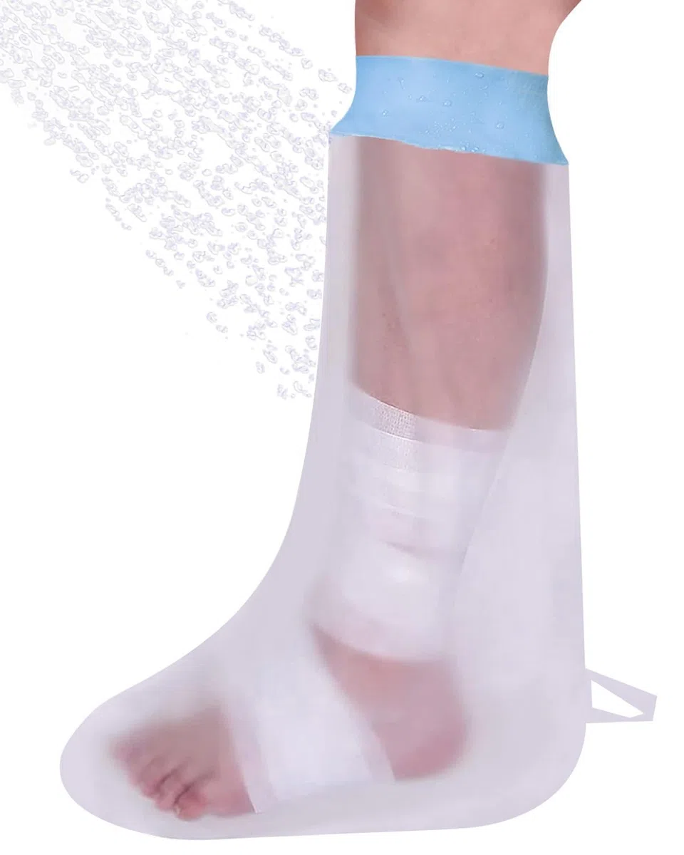CureSquad Coperture per gambe da doccia, coperture impermeabili per gambe per doccia adulti, protezione morbida e confortevole, borsa riutilizzabile per bendaggio, borsa elastica per doccia per gambe