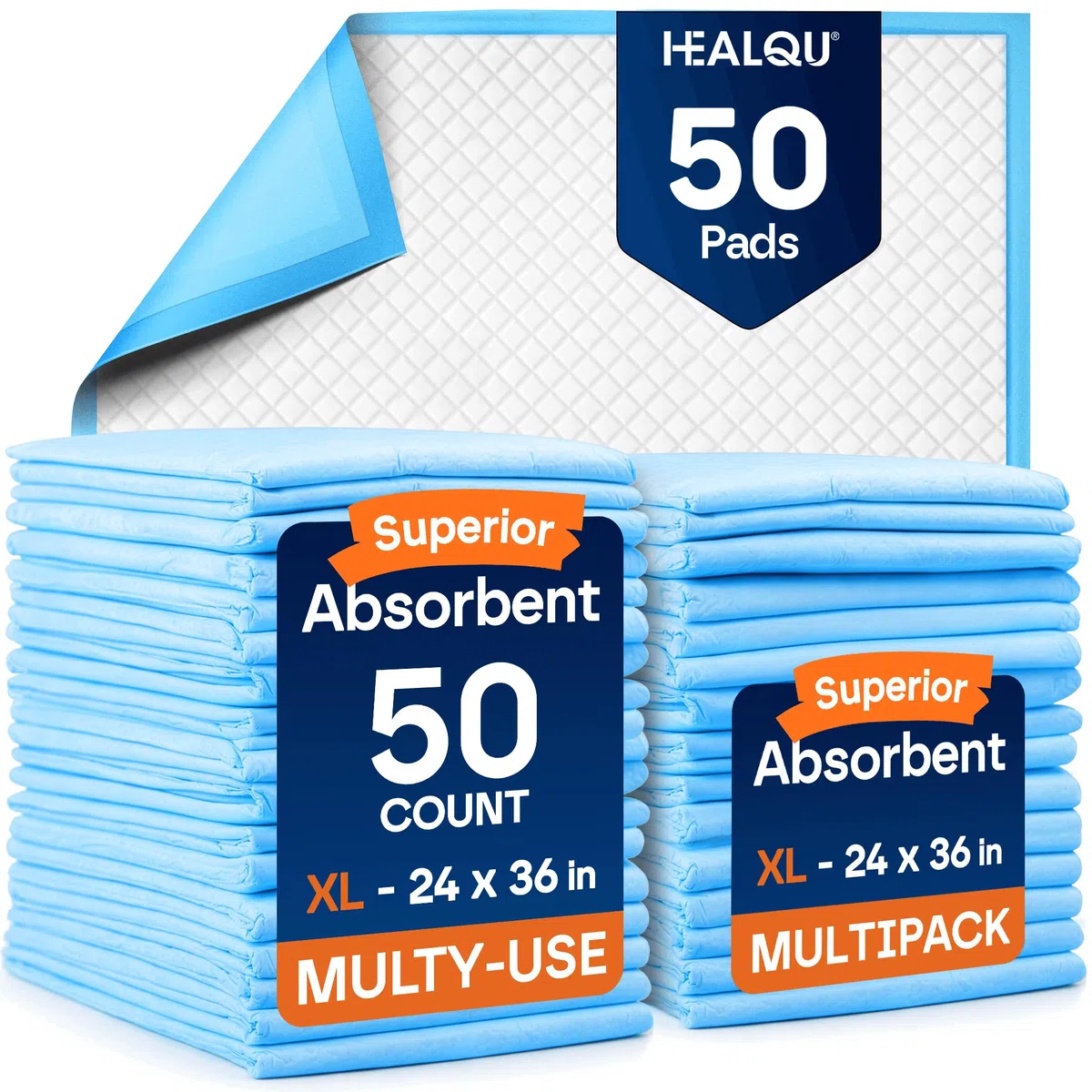 HEALQU - Traverse letto anziani, Traverse Neonato, Traverse cani 60x90 50 pz. - Traverse letto e Traversine Neonato Fasciatoio - Impermeabile, Assorbenti Per Incontinenza ,per Liquidi e Urina,