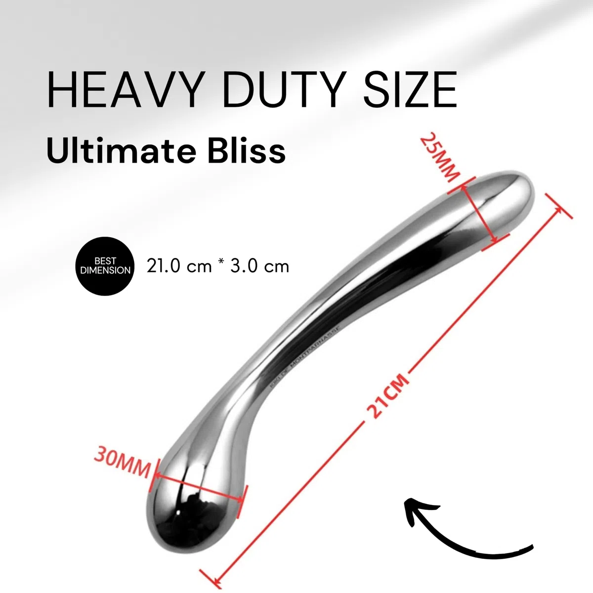 Dildo Anale Acciaio Inox 21 cm 515 g – Doppio Plug Anale ⌀2,5-3 cm – Stimolatore Prostata Estremo per Coppie FOPS A138
