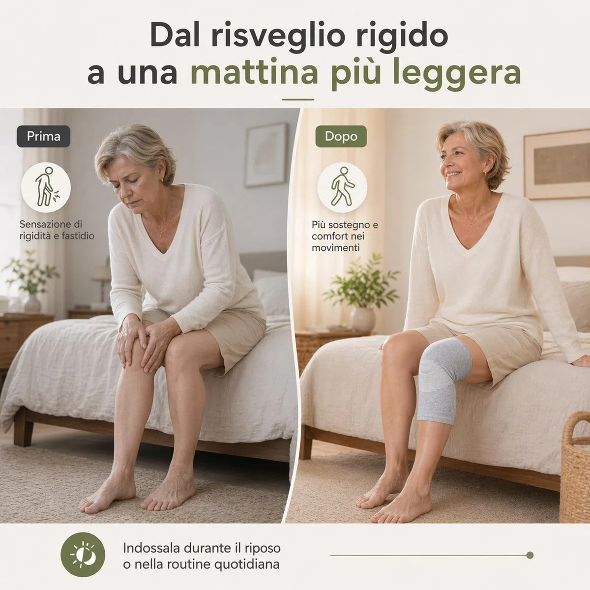 Generico Onepress Ginocchiera Bamboo, Ginocchiera in Bambù, Supporto Elastico Traspirante per Ginocchio, Compressione Ergonomica e Comfort Prolungato, Ideale per Sport (Grigio, L)