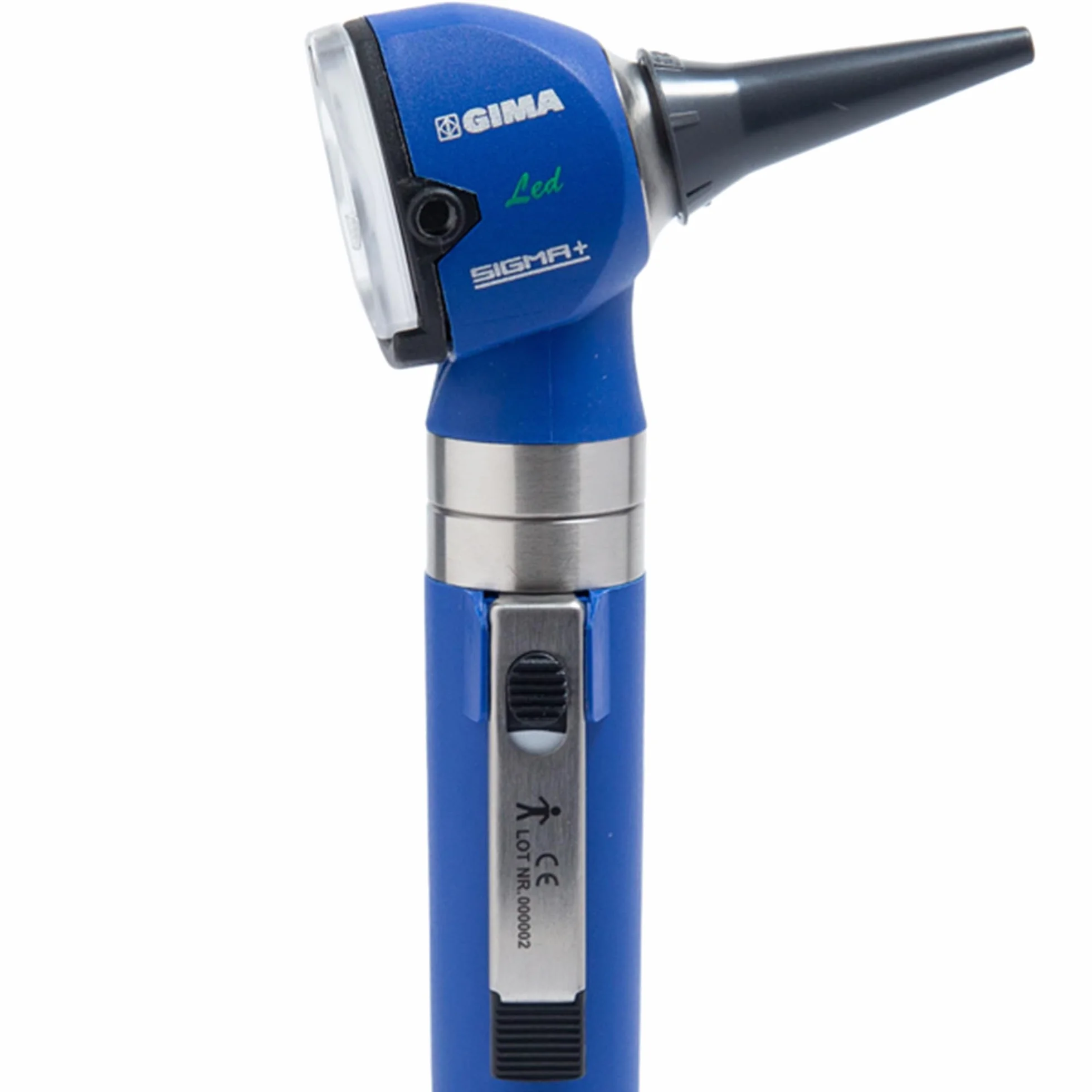GIMA Otoscopio Sigma con Luce Led, in Plastica Rinforzata Leggera e Resistente agli Urti e in Acciaio Inox, Blu