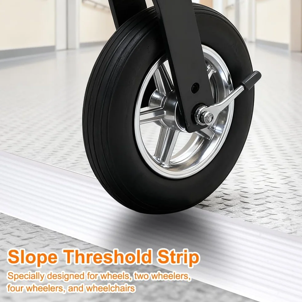 Rampa di Soglia per Porta in TPE, Altezza 2.5 cm, Carico Max 500 kg, Antiscivolo | per Sedie a Rotelle Elettriche, Passeggini, Robot Aspirapolvere, Disabili | Design Resistente (Bianco, 100x6.5x2.5cm)