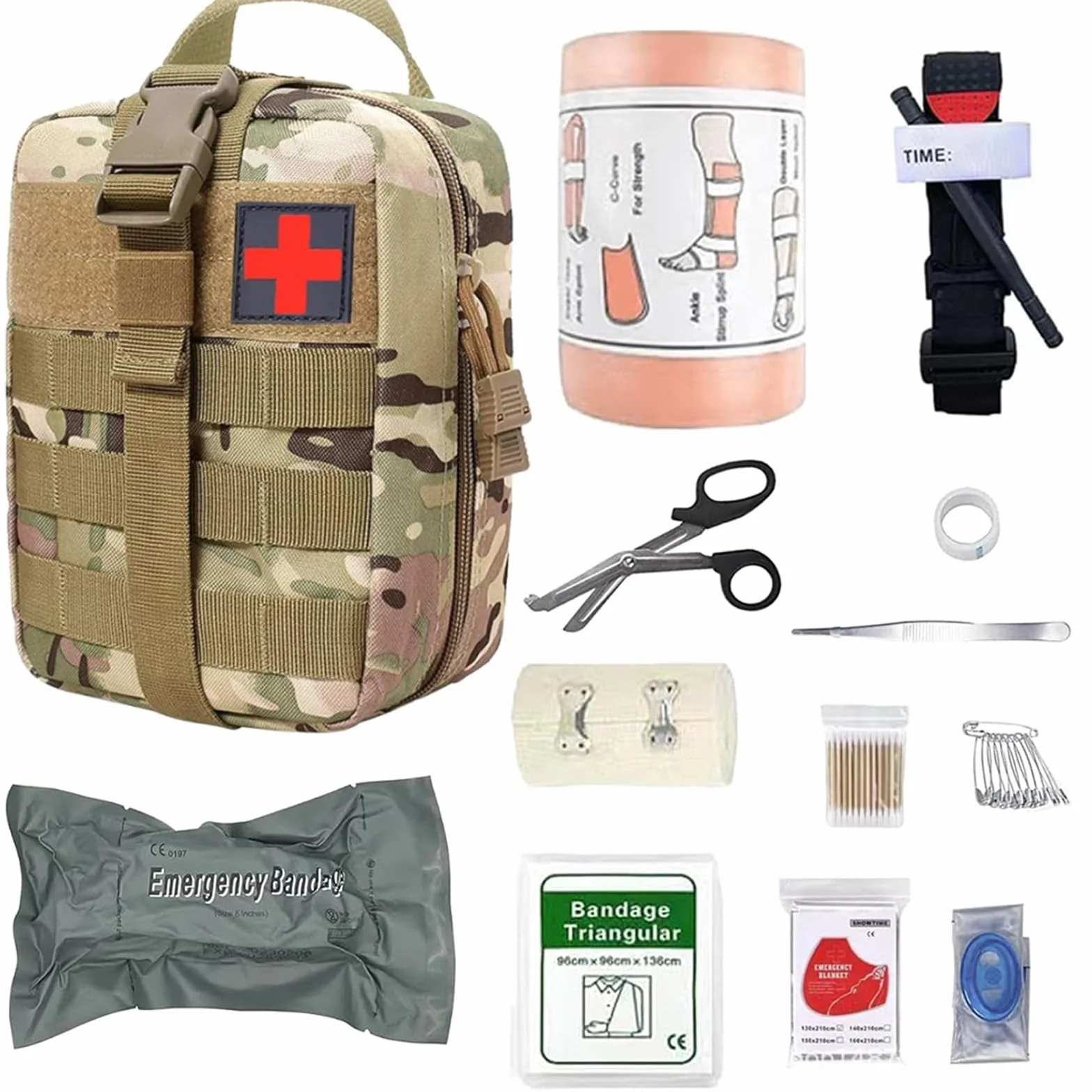 Borsa Pronto Soccorso, Kit Primo Soccorso per Esterni, Tattico Molle Marsupio, Trauma First Aid Kit, Kit Traumi, Emergenza Primo Soccorso (giallo mimetico)