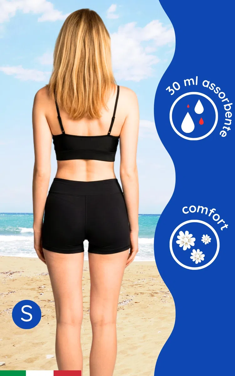 NoBlood - Costume da Bagno Mestruale Boxer | Vita Alta XXS-XXL | Mare Piscina | Lavabile | Slip Ciclo Nuoto Flusso Abbondante