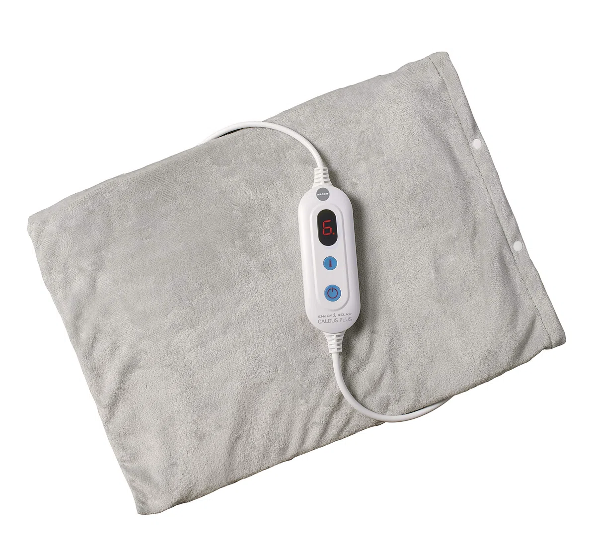 MACOM, Termoforo, Riscaldamento Ultra Rapido, 100W, 6 intensità di calore, morbido e sfoderabile, Dimensione 40X30 cm, Enjoy & Relax 934 Caldus Plus