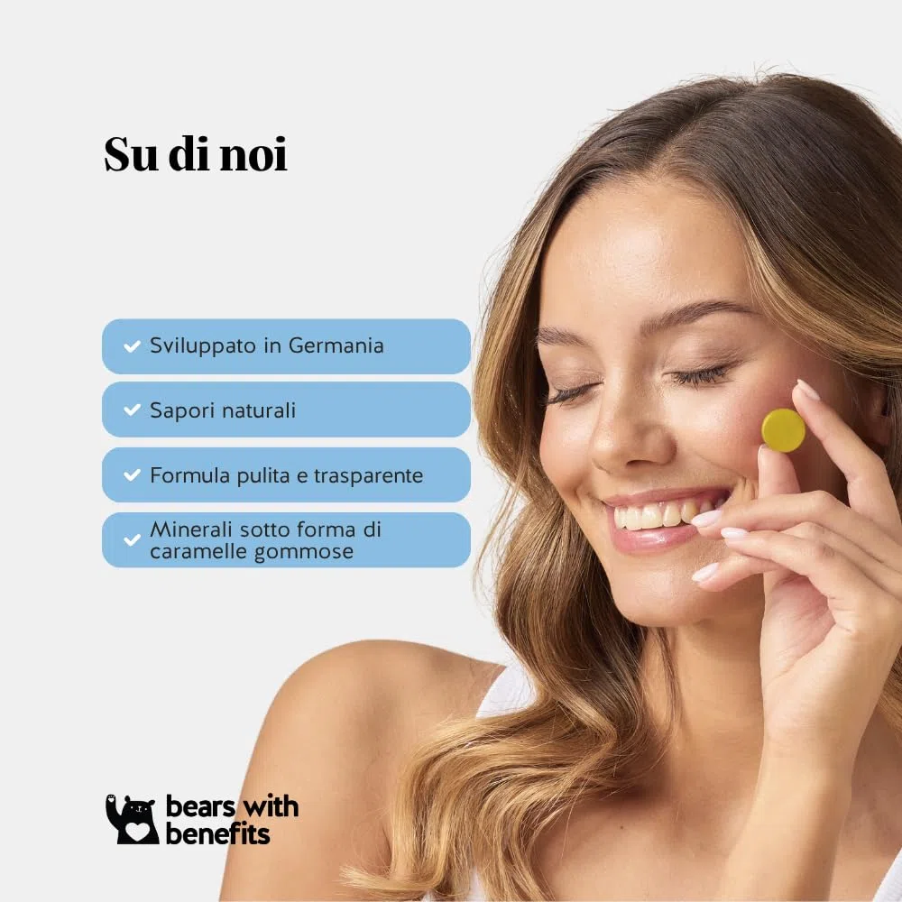 Calcio 500mg Gummies - Daily Essentials - Contribuisce alla Normale Funzione Muscolare, Ossa e Denti - 60 Pezzi (2 mesi) - Senza Zucchero, Vegan - Bears with Benefits