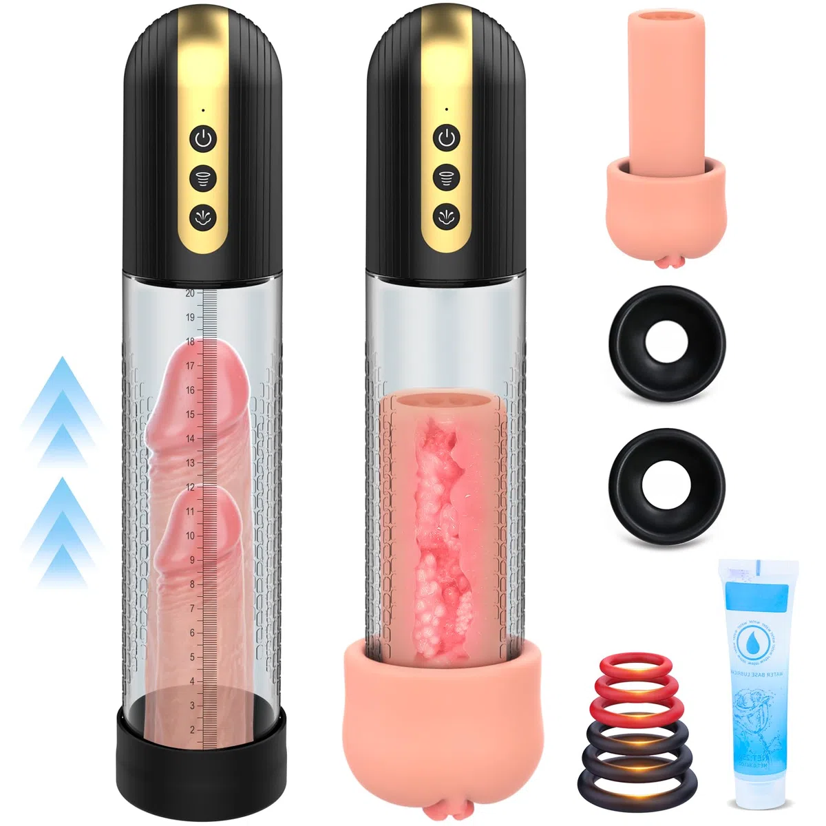 Pompa Pene Elettrica per Ingrandimento - con 4 Modalità di Aspirazione e Masturbtore per Uomo Realistici, Sex Toys per Pompino