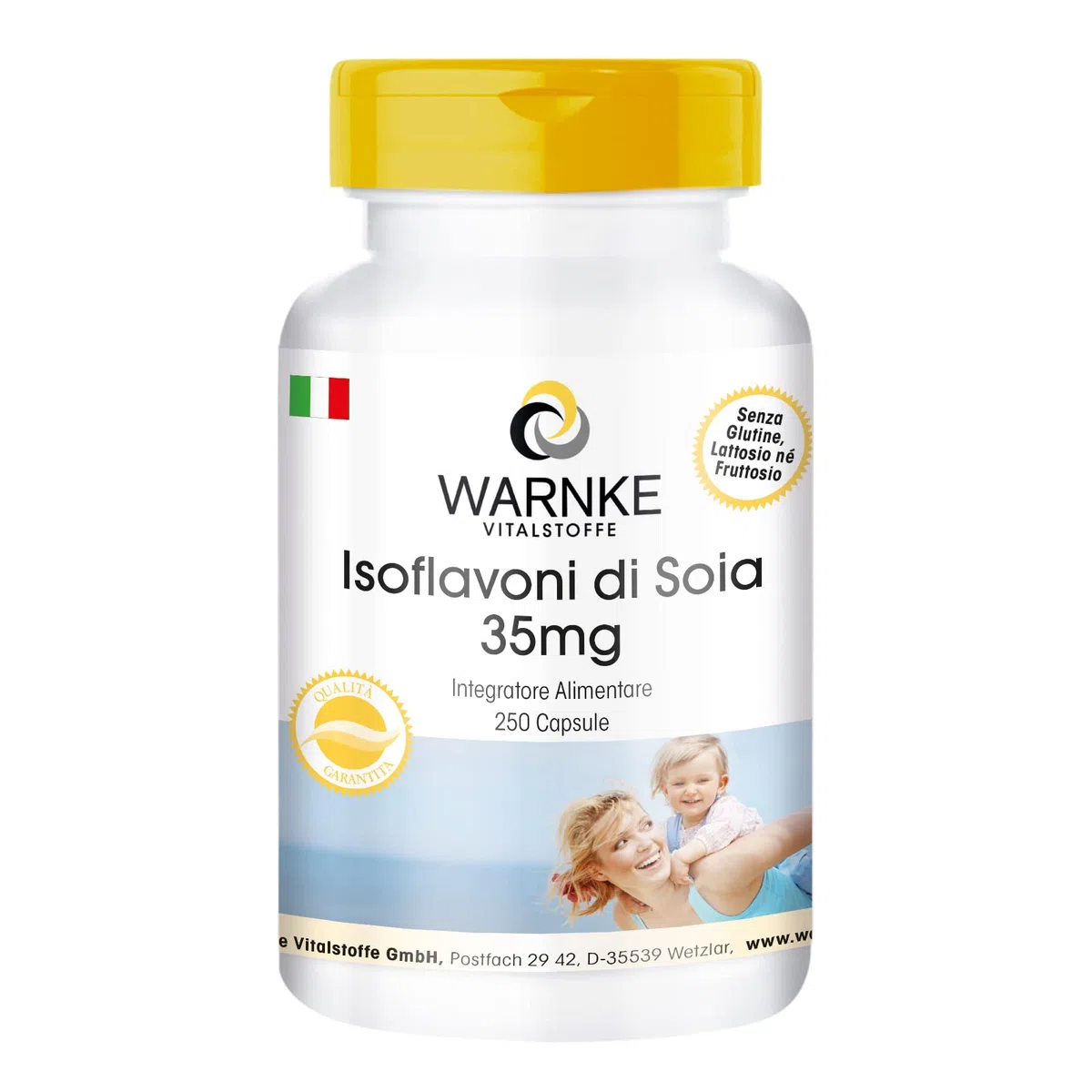Isoflavoni di soia 35mg - Per la menopausa - 250 Capsule - Con vitamina E | Warnke Vitalstoffe - Qualità da farmacia tedesca