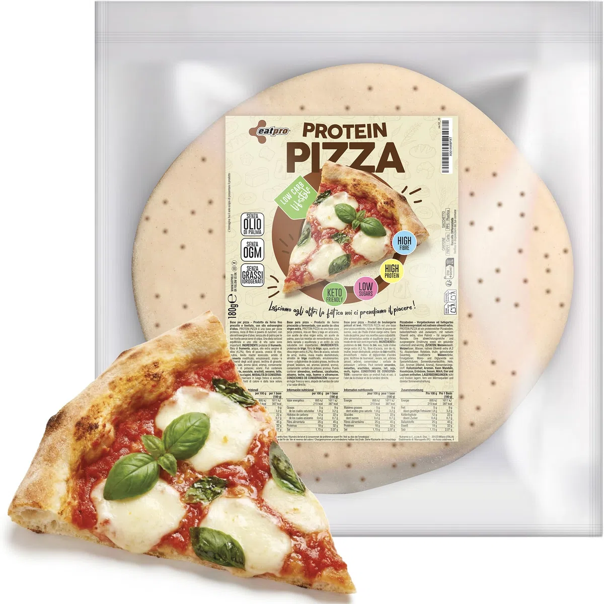 Pizza Proteica Senza Carboidrati EatPro 1 Base Pizza Keto da 180g 12% Carboidrati, 18% Protein Pizza Chetogenica, Low Carb Keto Diet Cibo Proteico, 25% Fibre, Dieta Chetogenica Prodotti