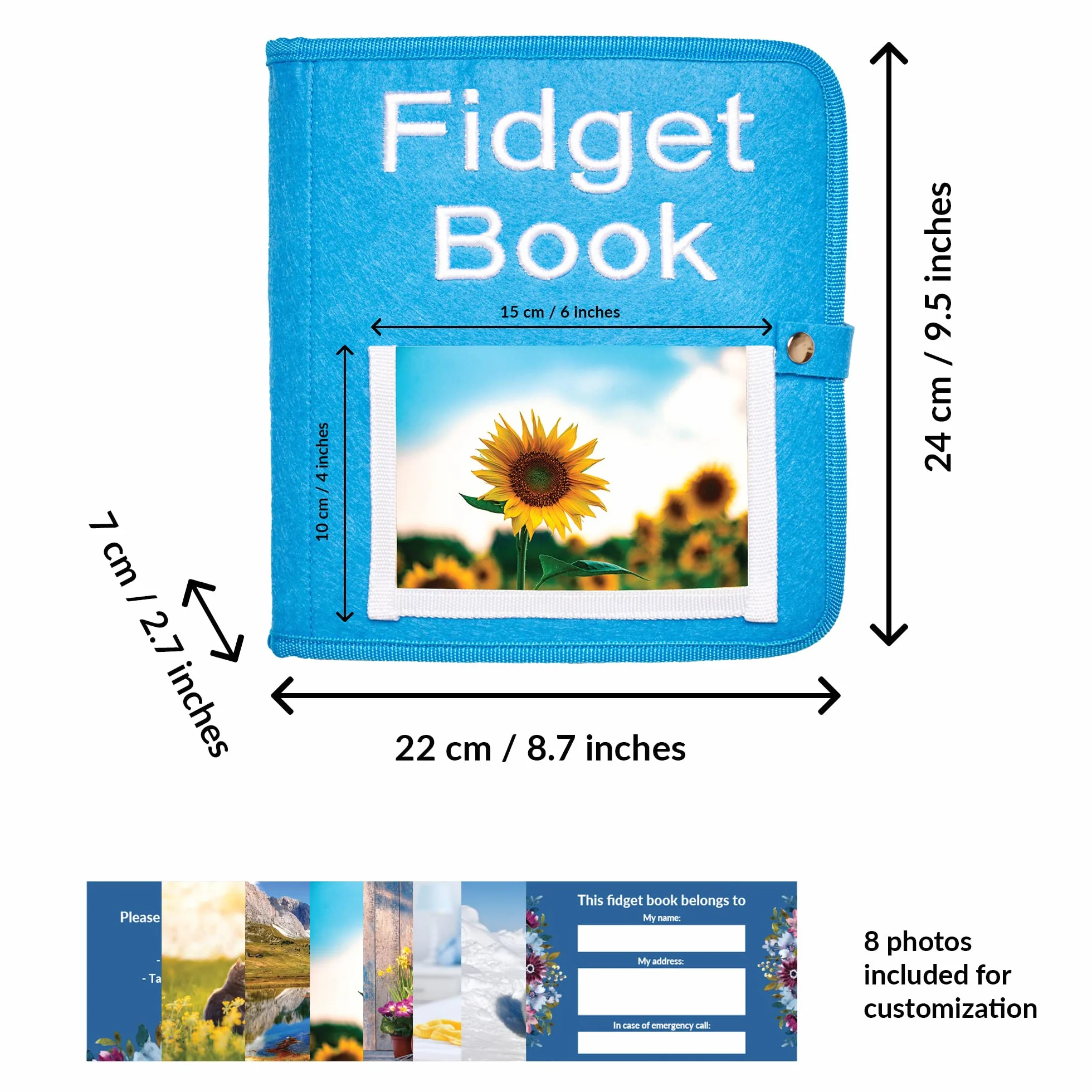 Libro Sensoriale Per Demenza Senile | Coperta Sensoriale Per Demenza Senil | Prodotti Demenza Senile Per Anziani | Fidget Book | Ideale Per Alzheimer, Demenza, Asperger, Autismo, Ansia (Blue)