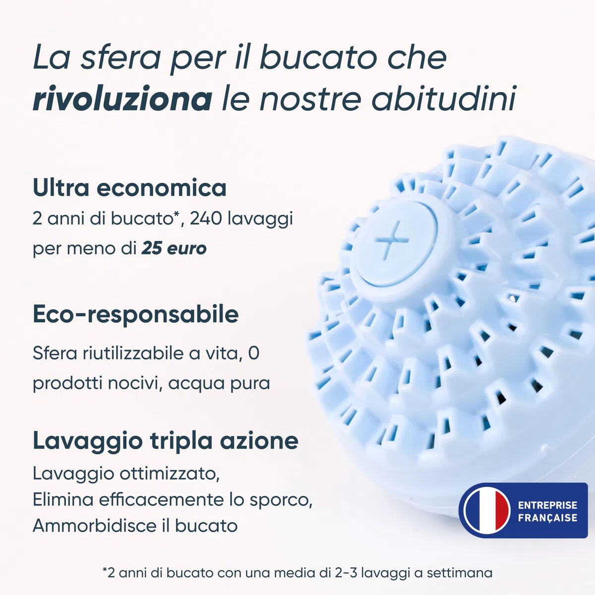 aecodune 2 anni di detersivo ecologico ed economico – 240 lavaggi – lavatrice a sfera – detersivo naturale in perle di bucato Zero Waste – fiori ipoallergenici – anticalcare