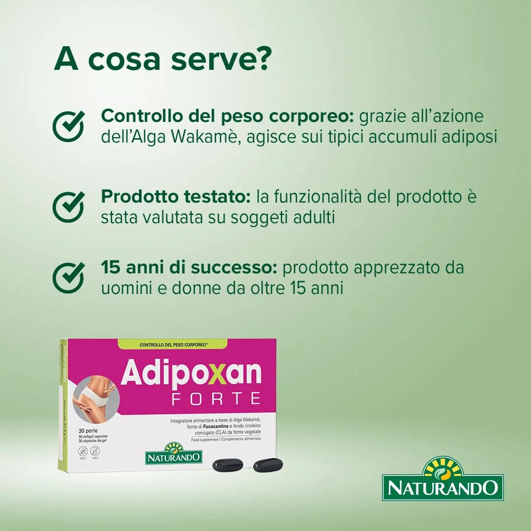 Naturando Adipoxan Forte - integratore alimentare Trattamento pancia e fianchi - 30 capsule