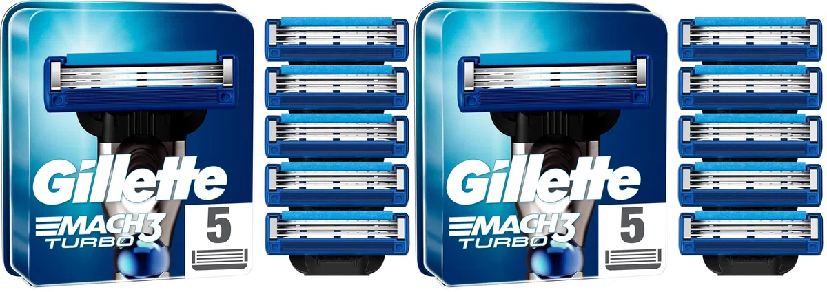 Gillette Mach3 Turbo Lamette di Ricambio per Rasoio da Uomo, Rasoi a 3 Lame (Confezione da 2)