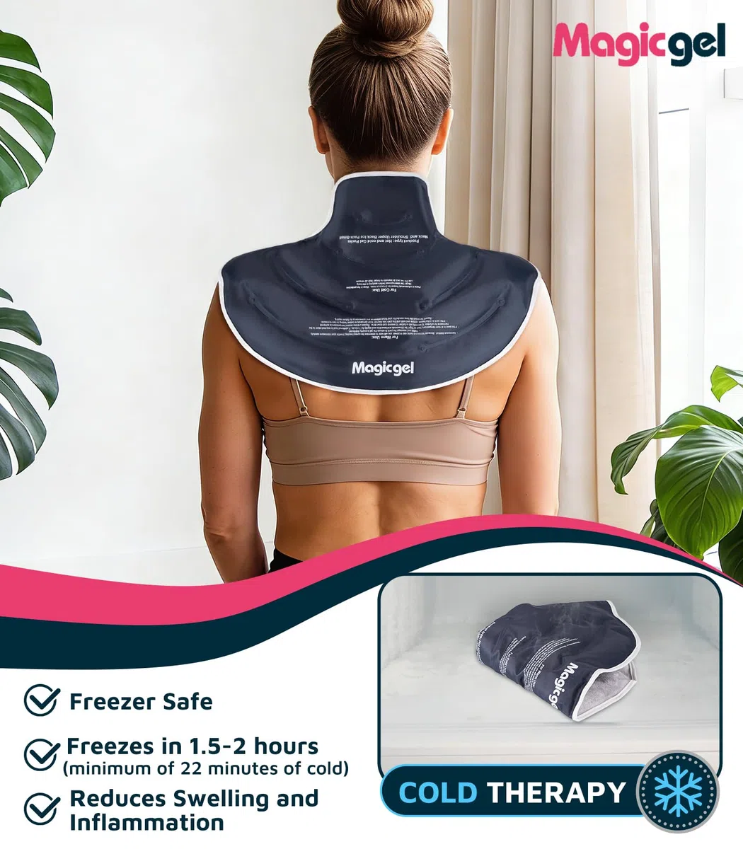Magic Gel Impacco Freddo Collo e Spalle, Gel Riutilizzabile, Sollievo Dolore Cervicale, Fascia Flessibile per Recupero Infortuni e Terapia Muscolare - Piccolo