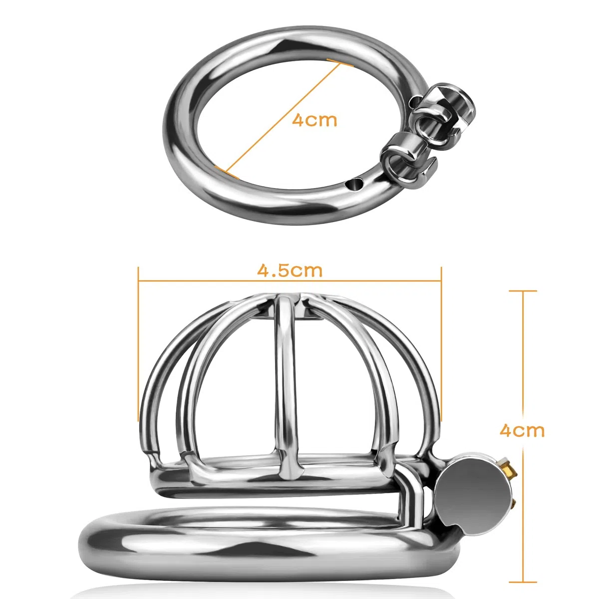Roluck acciaio inox cintura di castità per gli uomini metallo castità gabbia del pene con blocco bloccato pene esercizio Bondage argento (4cm)