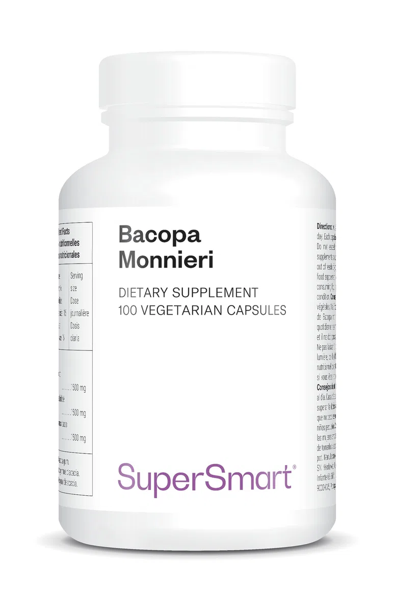 Bacopa Monnieri - Estratto concentrato di foglie di Baccoside (50%) - Contribuisce a migliorare la memoria, la capacità di apprendimento e l'elaborazione delle informazioni - SuperSmart