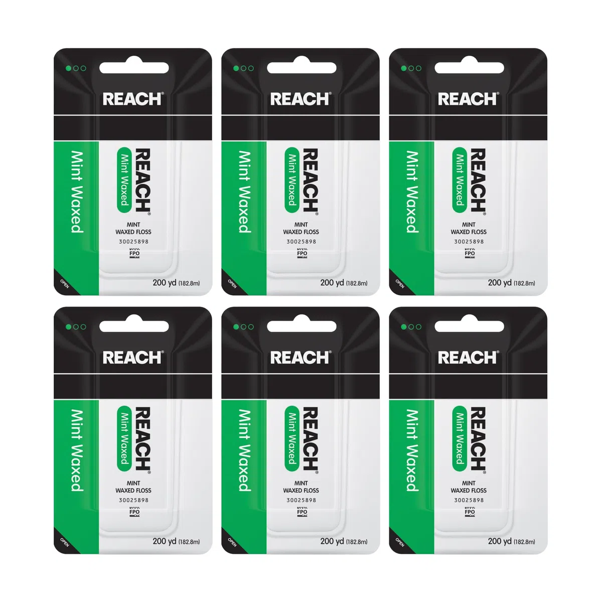 Johnson Johnson & Reach Dental Floss Mint cerato, 200 m, confezione da 6 pezzi