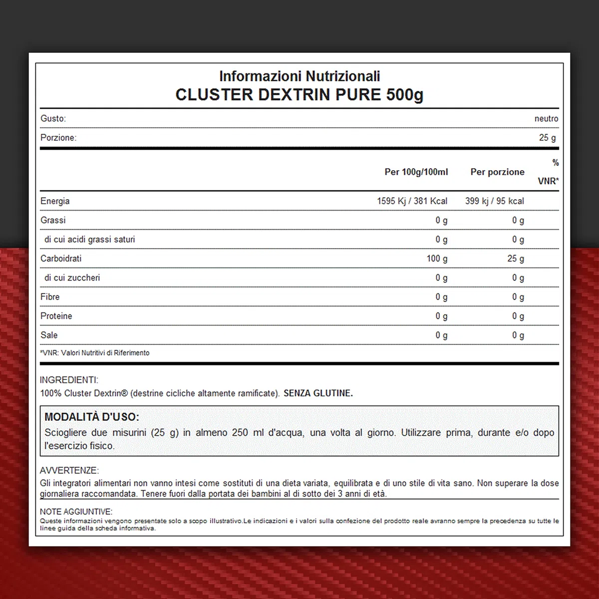 WHY SPORT CLUSTER DEXTRIN PURE - Ciclodestrine - Integratore Alimentare Energetico - 500 gr