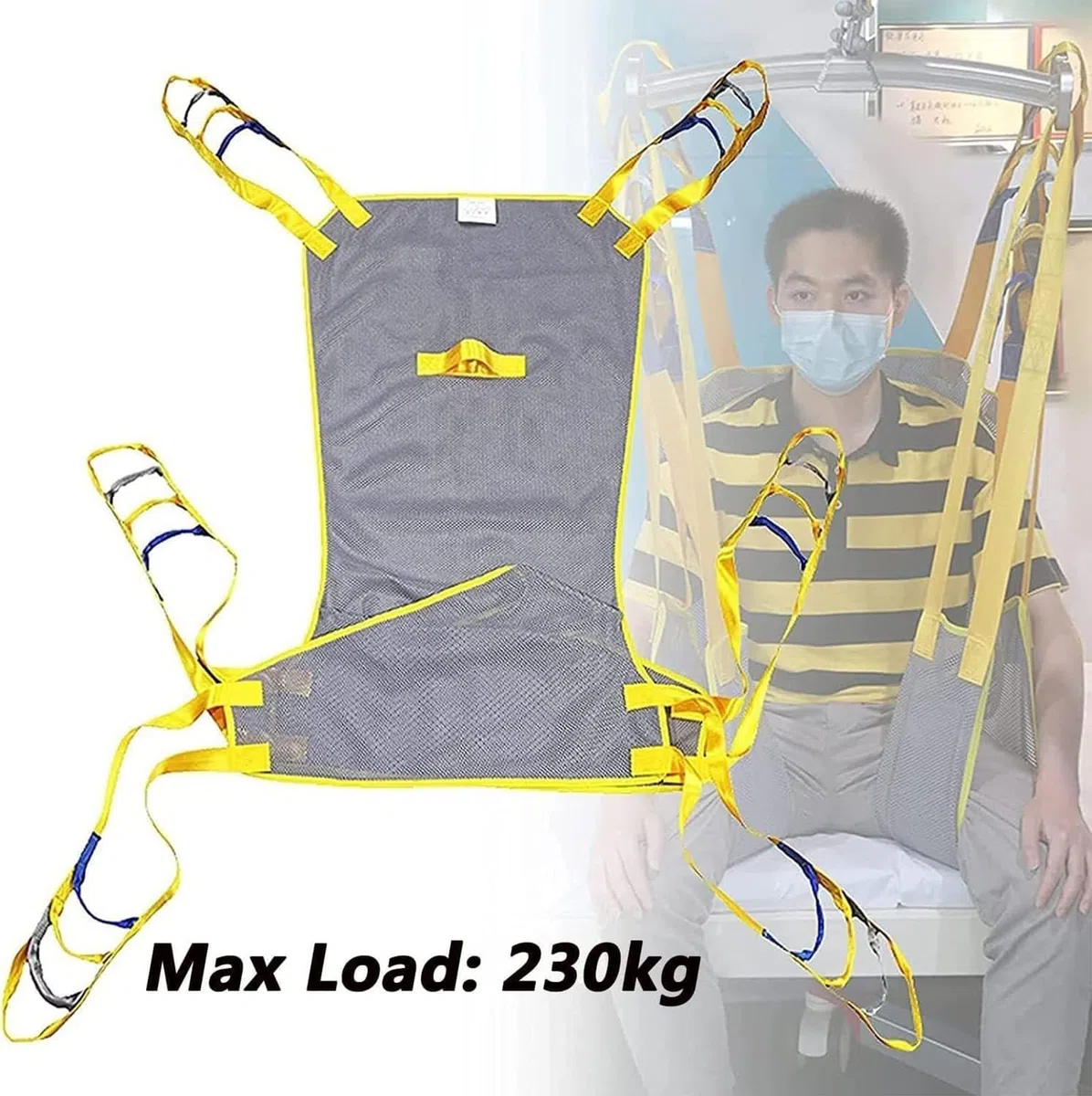 LXURY Imracatura A Corpo Intero in Rete Imbracatura per Sollevatore Disabili per Sollevamento Paziente per Doccia per Uso Domestico Sollevatore per Toelette,L